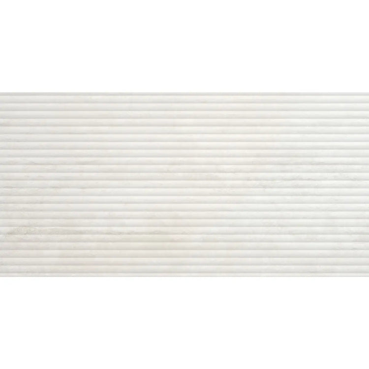 Eterica Fluted White Travertine 24x48 Porcelain Tile