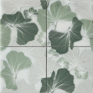 Bluma Gingko Green Etched Marble Mosaic Backsplash