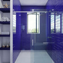 Walk-in Shower Enclosure with Cobalt Blue Glass Subway Tile