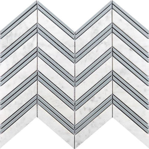 carrara marble chevron tile