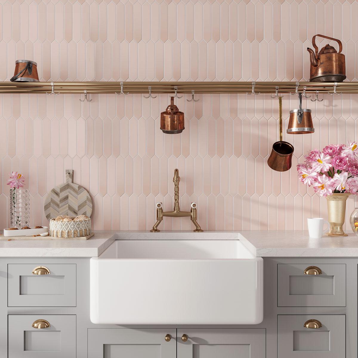 Palisades Rose Picket Ceramic Tile  Trending decor, Shower floor, Home  decor trends