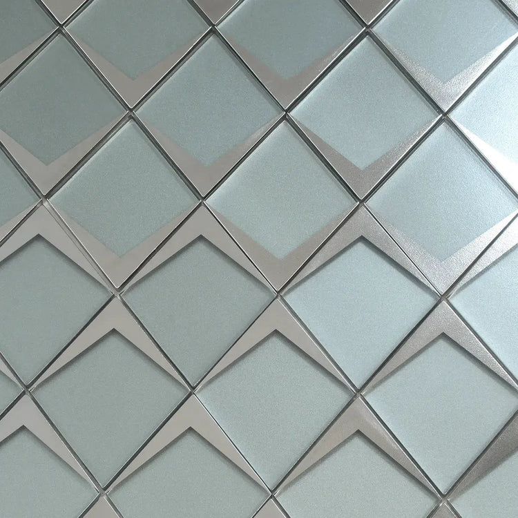 Sage Frost Diamond Glass Mosaic Tile