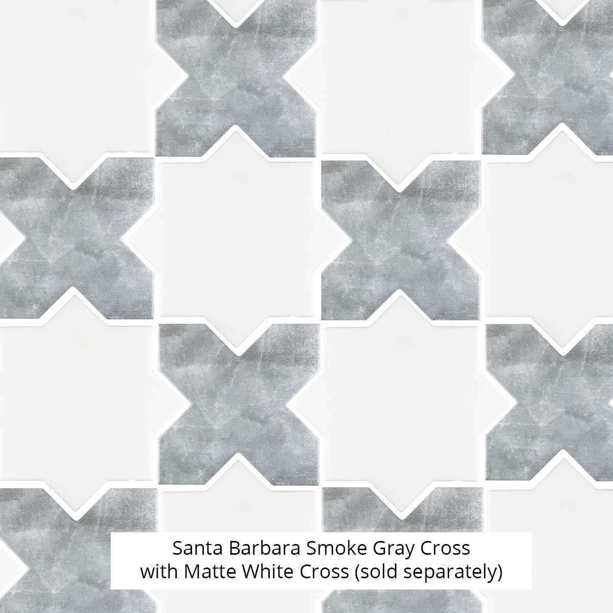 Santa Barbara Smoke Gray Cross Ceramic Tile