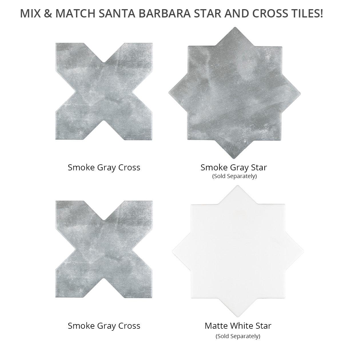 Santa Barbara Smoke Gray Cross Ceramic Tile